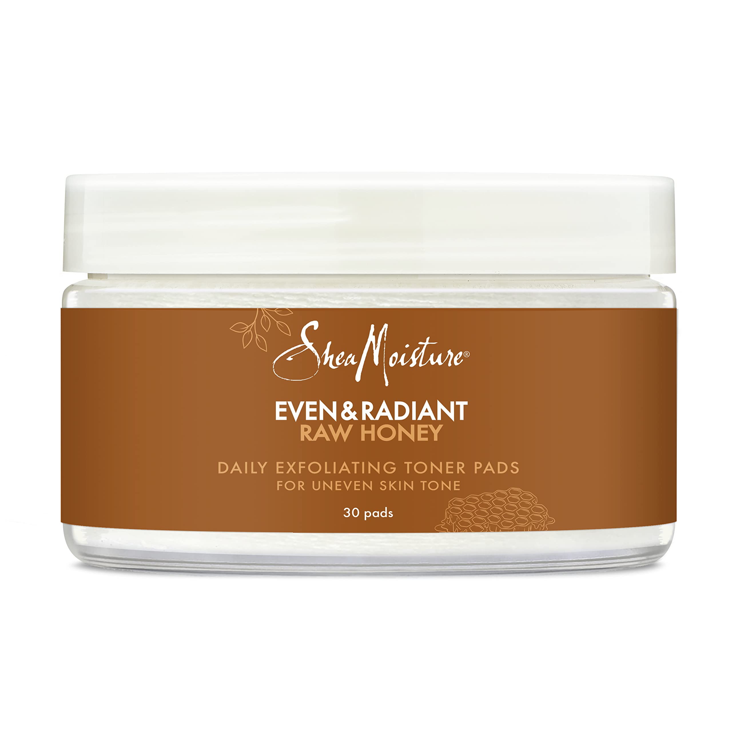 SheaMoisture Even and Radiant Face Pads For Uneven Skin Tone and Dark Spots Daily Exfoliating Toner Pads With Raw Honey 30 Count