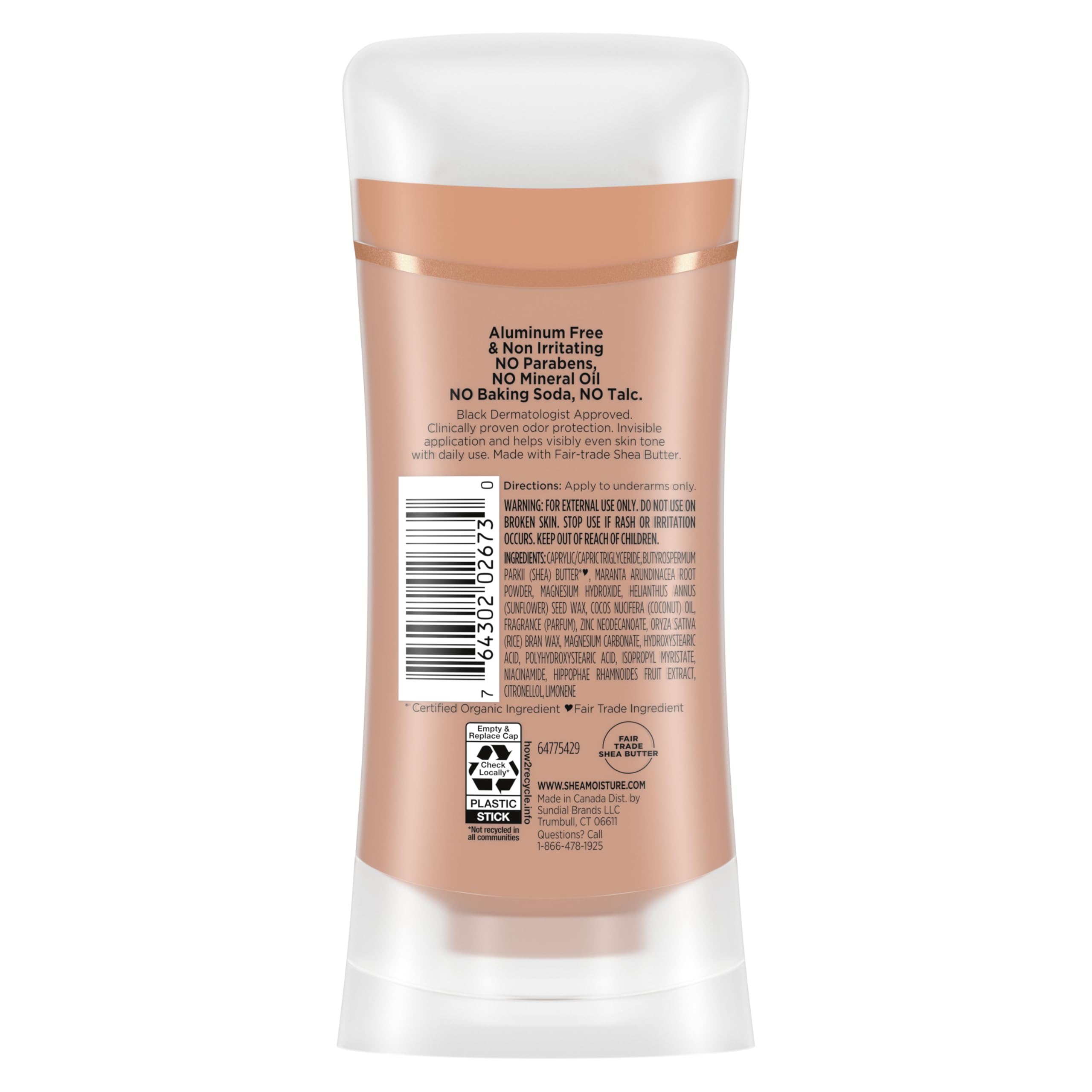 SheaMoisture Deodorant Stick for 72h Odor Control Fresh Aluminum Free 2.6 oz