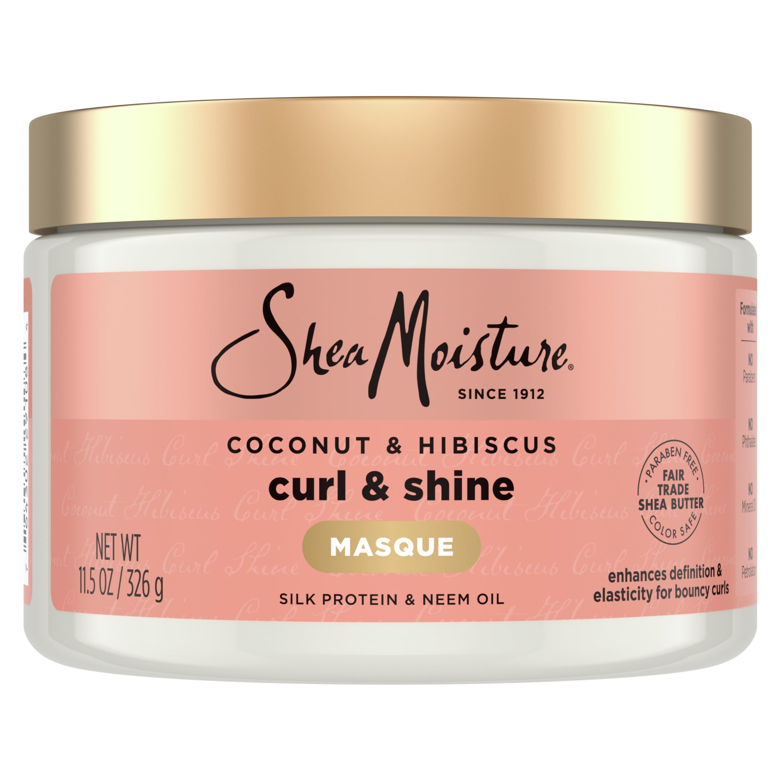 SheaMoisture Hair Mask Coconut & Hibiscus for Dry Curls Hair Mask with Shea Butter 11.5 oz