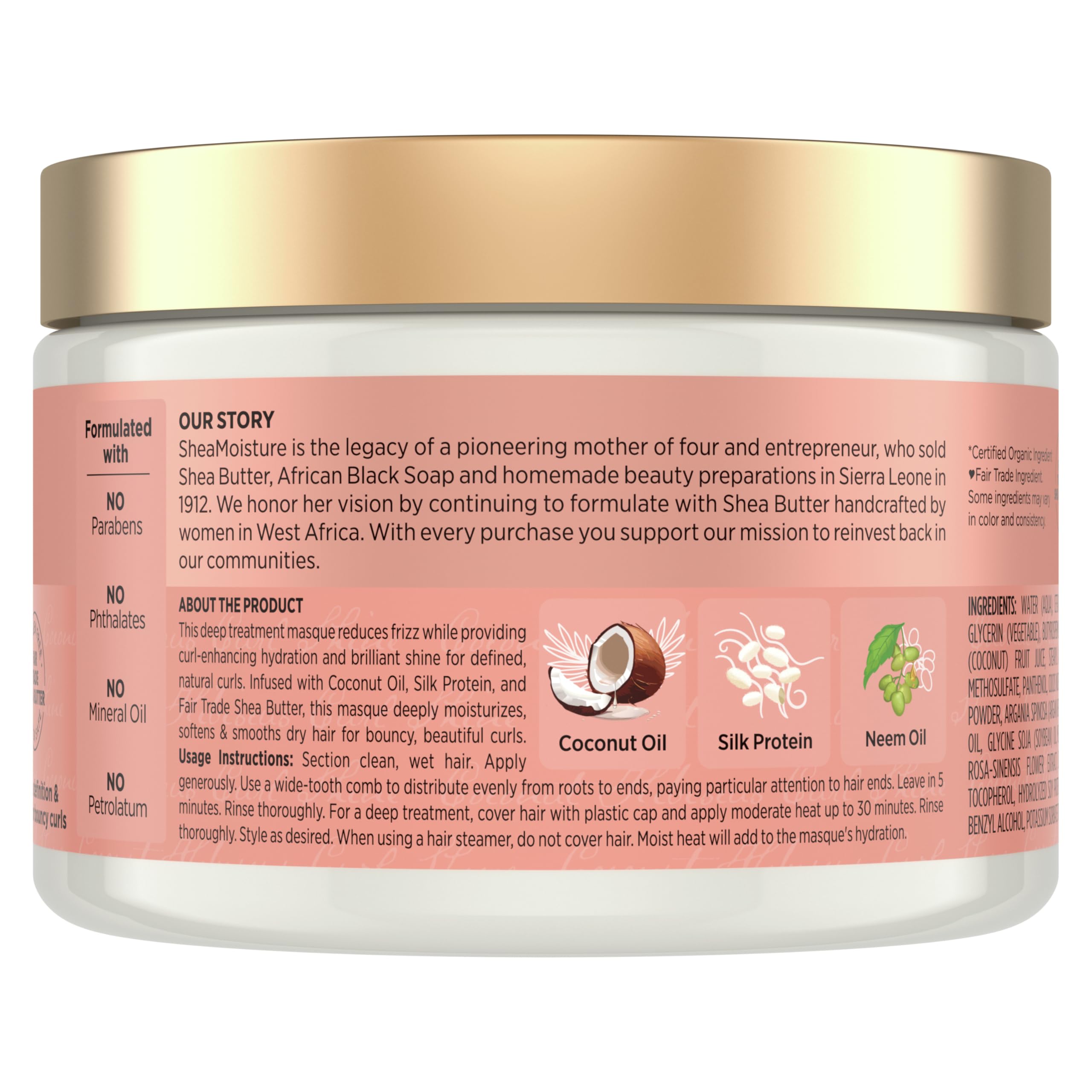 SheaMoisture Hair Mask Coconut & Hibiscus for Dry Curls Hair Mask with Shea Butter 11.5 oz