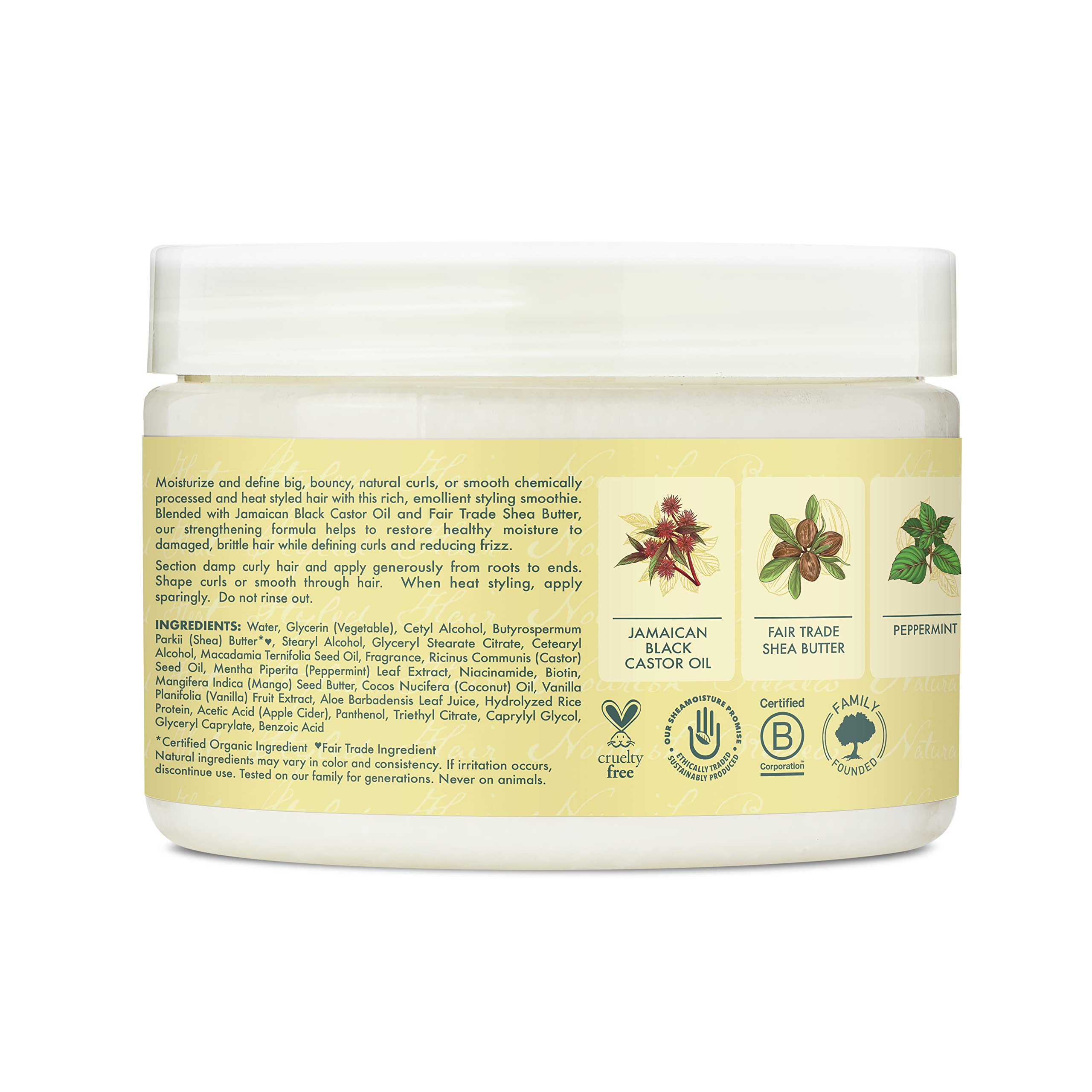 SheaMoisture Jamaican Black Castor Oil Strengthen & Restore Smoothie Cream for Unisex, 11.5 Ounce (Pack of 1)