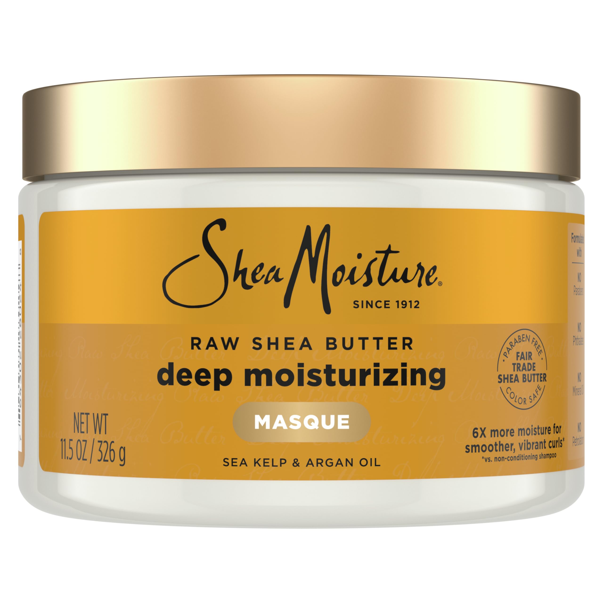 SheaMoisture Raw Shea Butter Deep Moisturizing Hair Masque for Curly Hair Raw Shea Butter Deep Conditioner to Moisturize and Renew Hair 11.5 oz