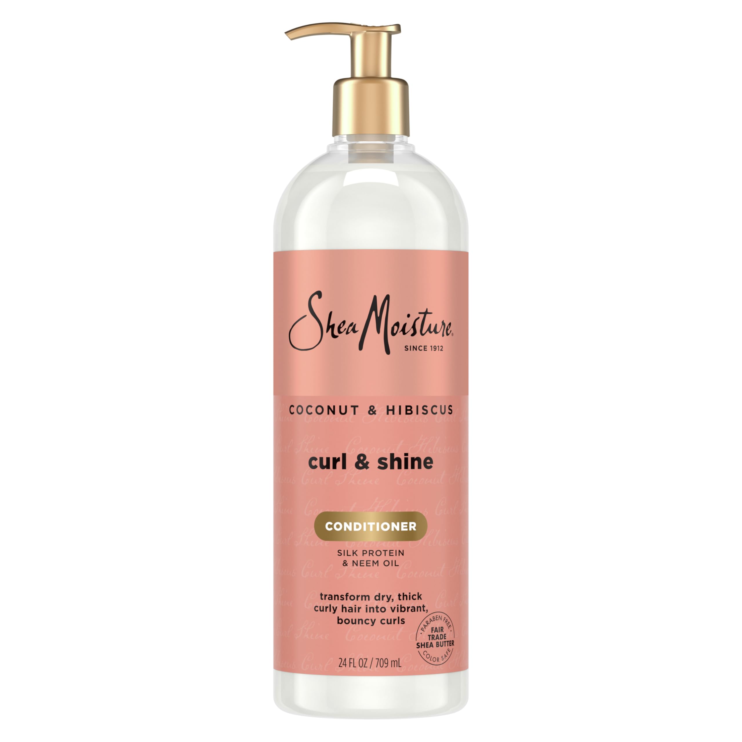 Shea Moisture Curl & Shine Conditioner Coconut & Hibiscus, for Thick, Curly Hair, to Moisturize & Soften, 24 oz