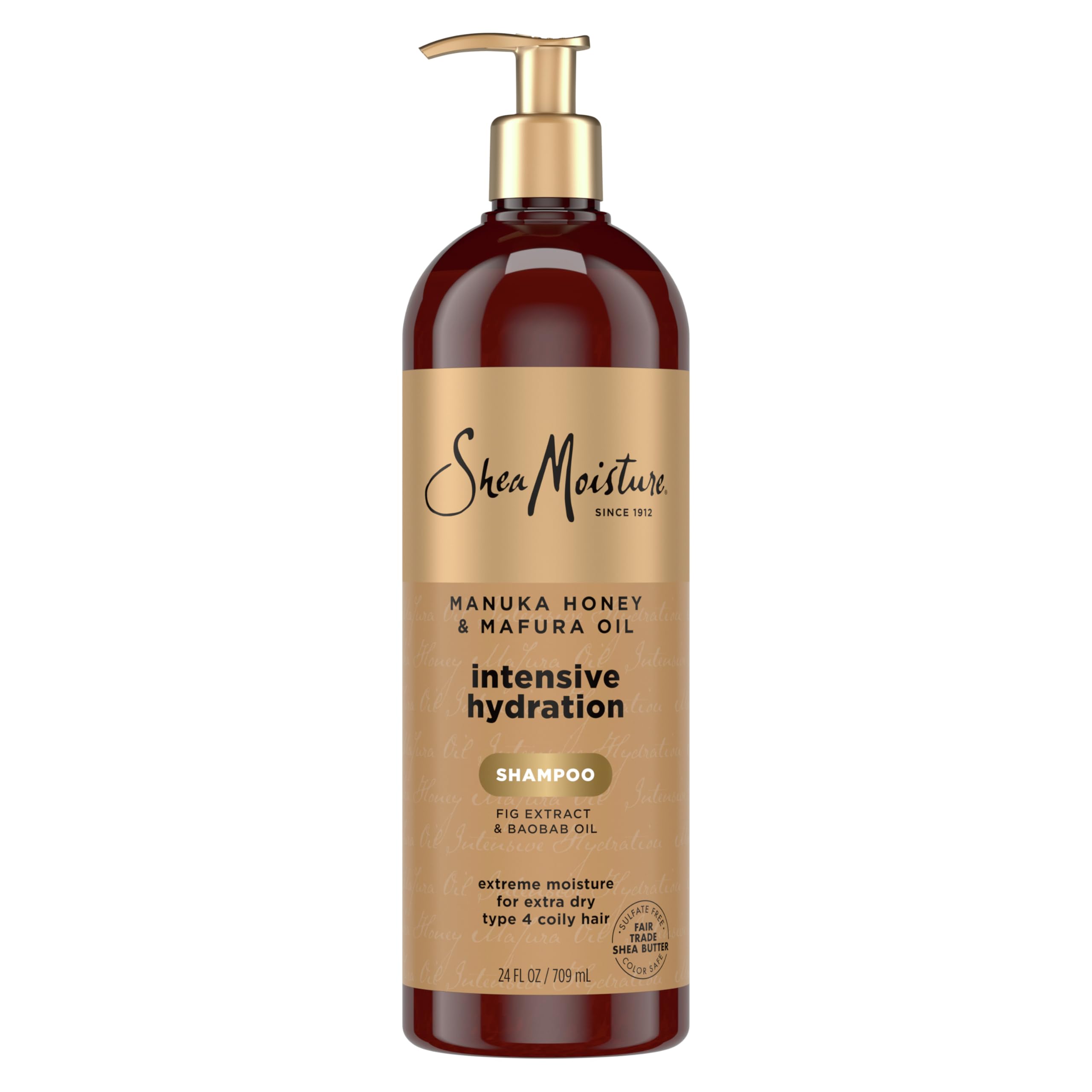 SheaMoisture Intensive Hydration Shampoo Manuka Honey & Mafura Oil, For Extra Dry, Damaged Hair, Sulfate-Free, 24 oz