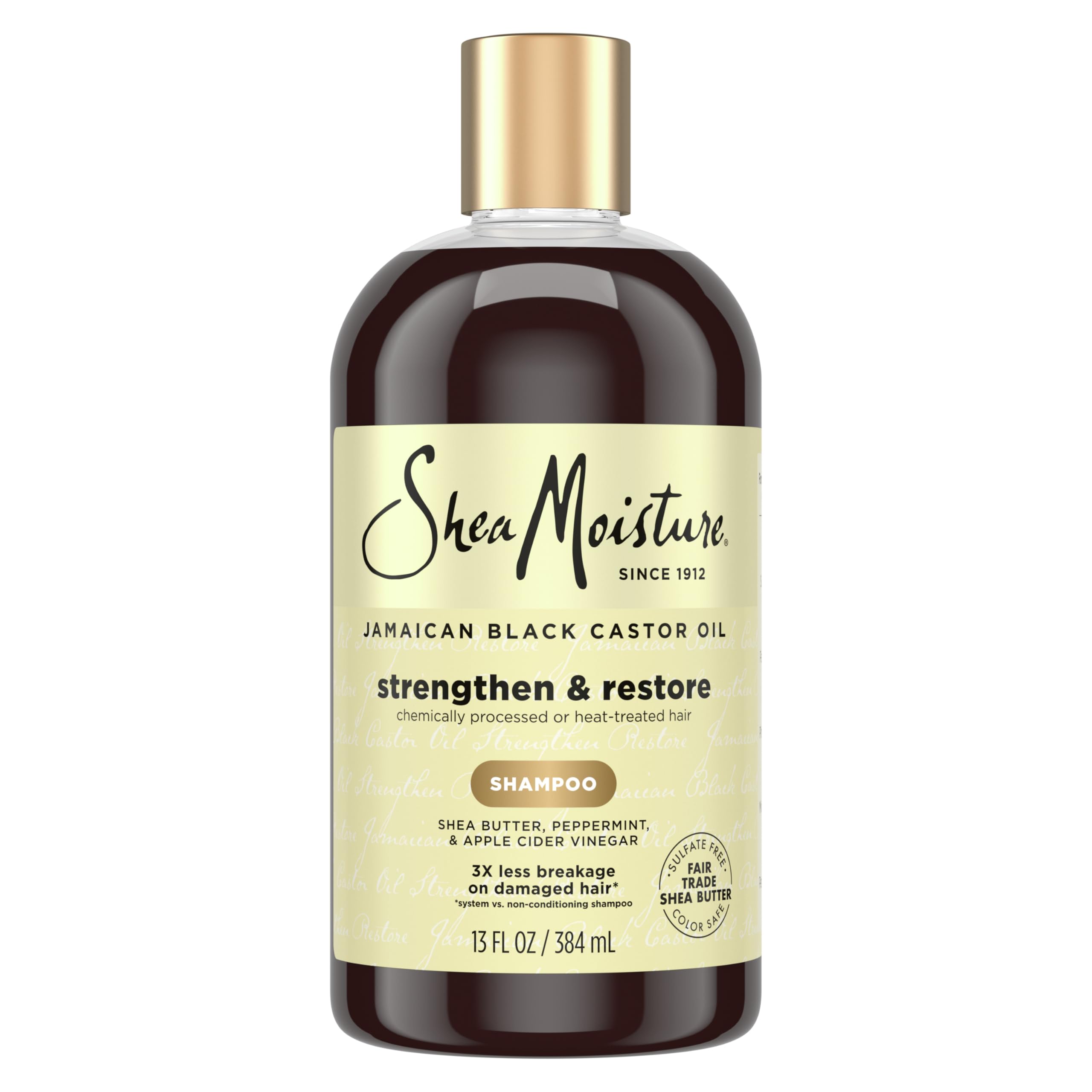 SheaMoisture Strengthen and Restore Shampoo Pure Jamaican Black Castor Oil for Damaged Hair To Cleanse and Nourish Hair 13 oz