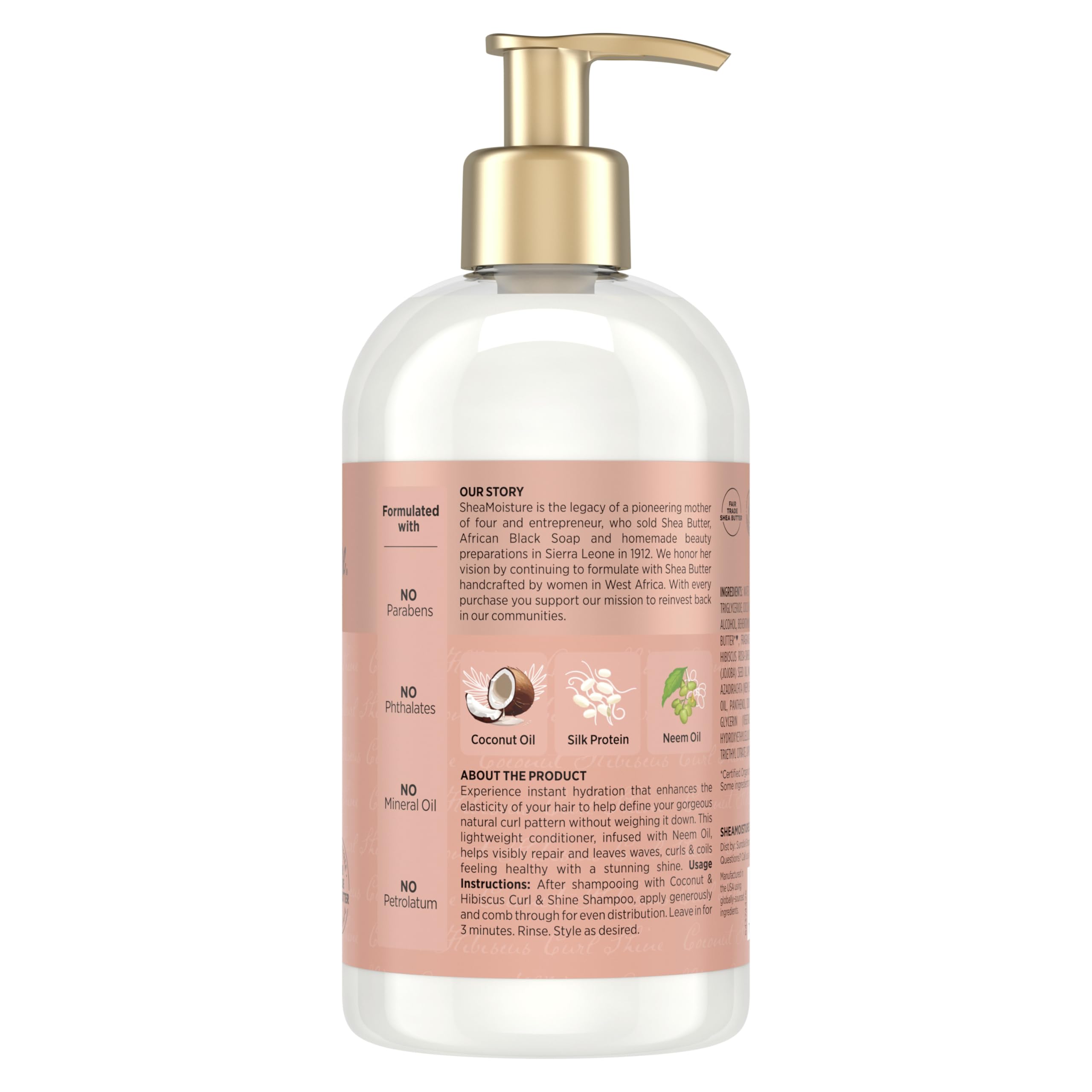 SheaMoisture Curl & Shine Conditioner Coconut & Hibiscus, for Thick, Curly Hair to Moisturize & Soften, 13 oz