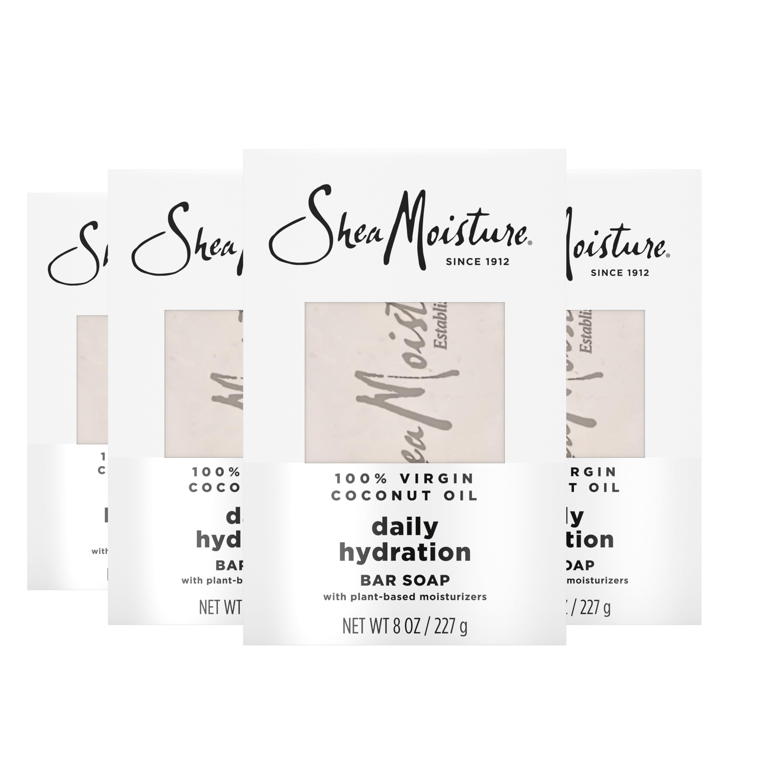 SheaMoisture Bar Soap Virgin Coconut Oil 4 count Nourish and Replenish Skin Daily Hydrating bar soap with 24h shea moisture nutrients for Healthy, Glowing Skin 8 oz