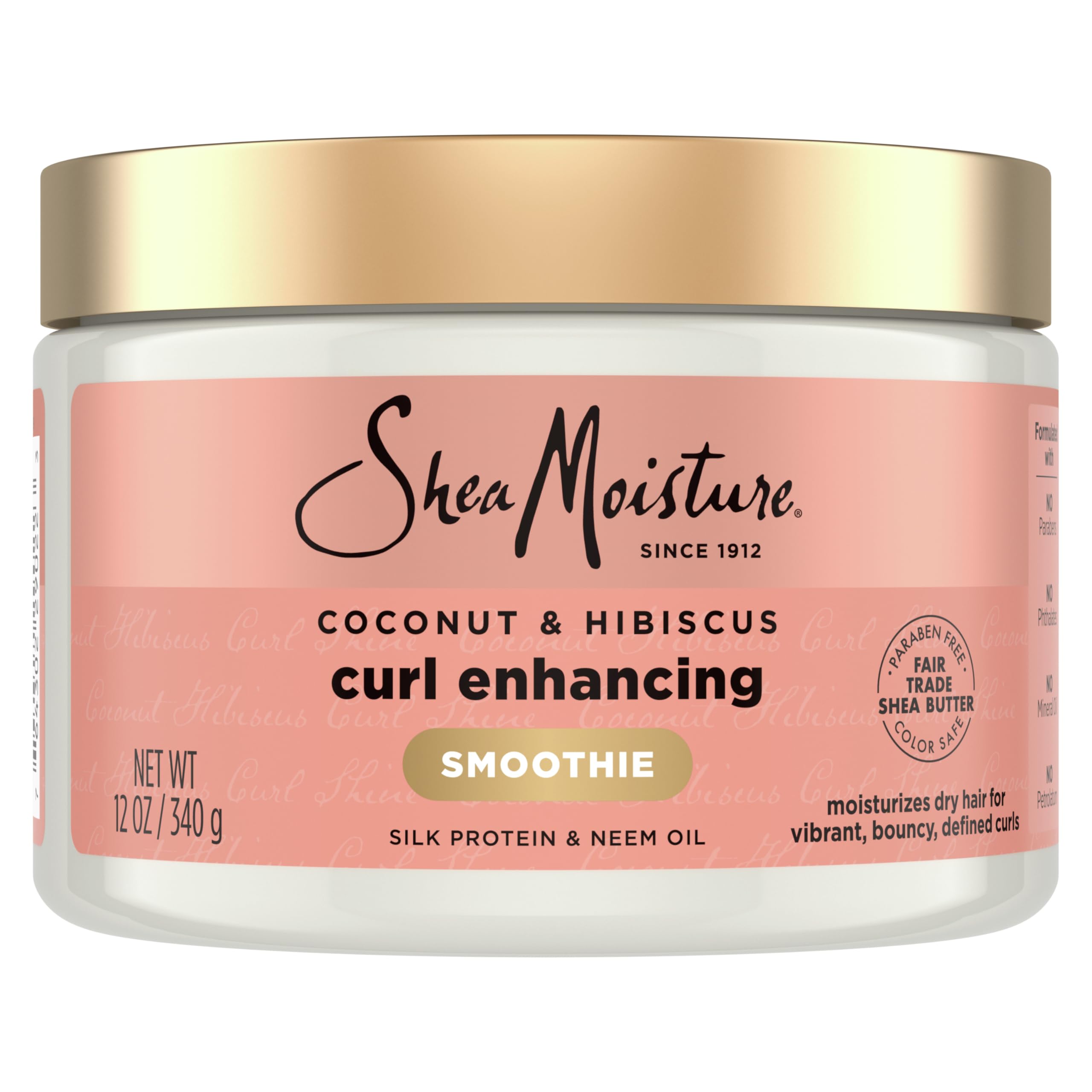 SheaMoisture Smoothie Curl Enhancing Cream Coconut and Hibiscus for Thick, Curly Hair Sulfate Free and Paraben Free 12 oz