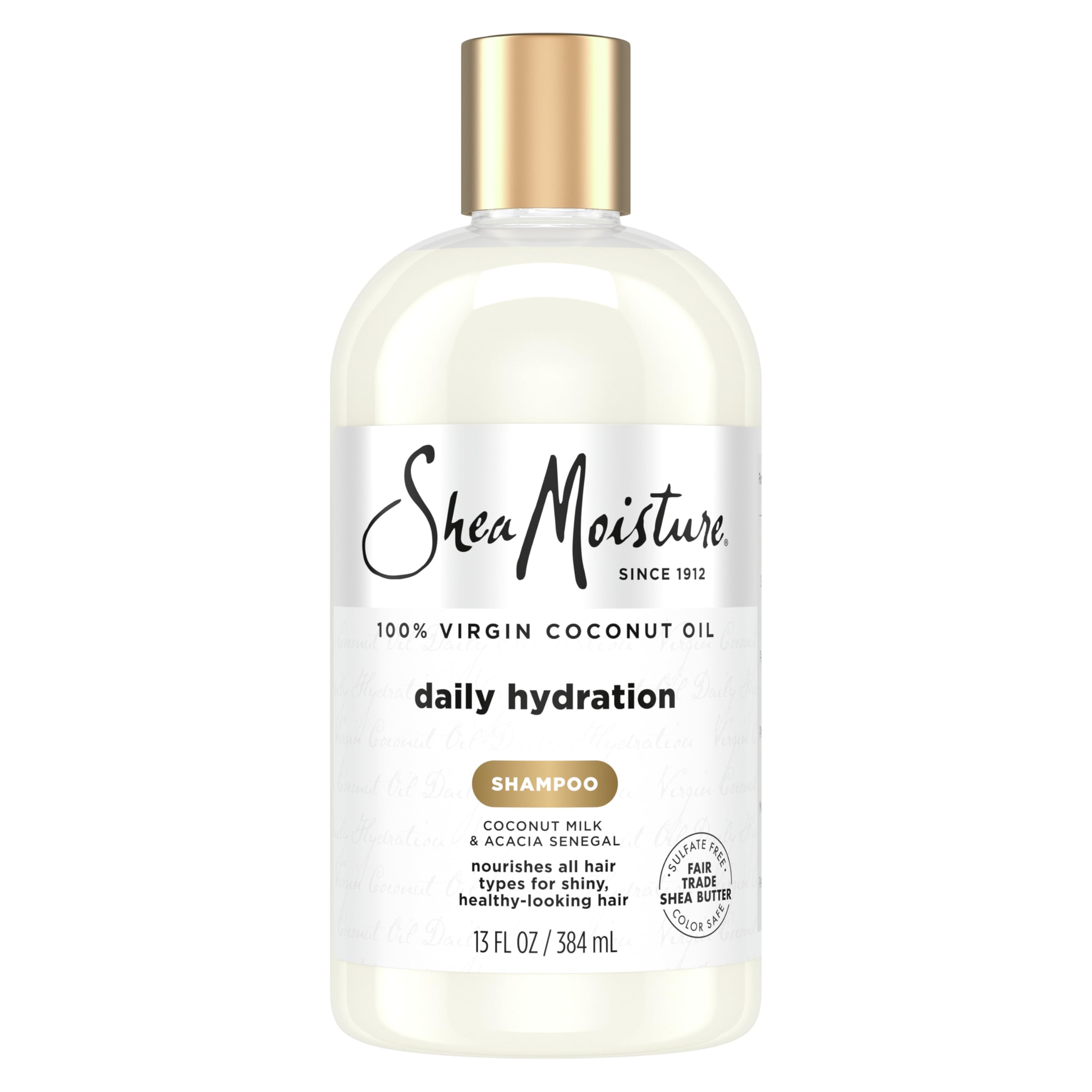 SheaMoisture Daily Hydration Shampoo for All Hair Types 100% Virgin Coconut Oil Sulfate-Free, 13 Oz
