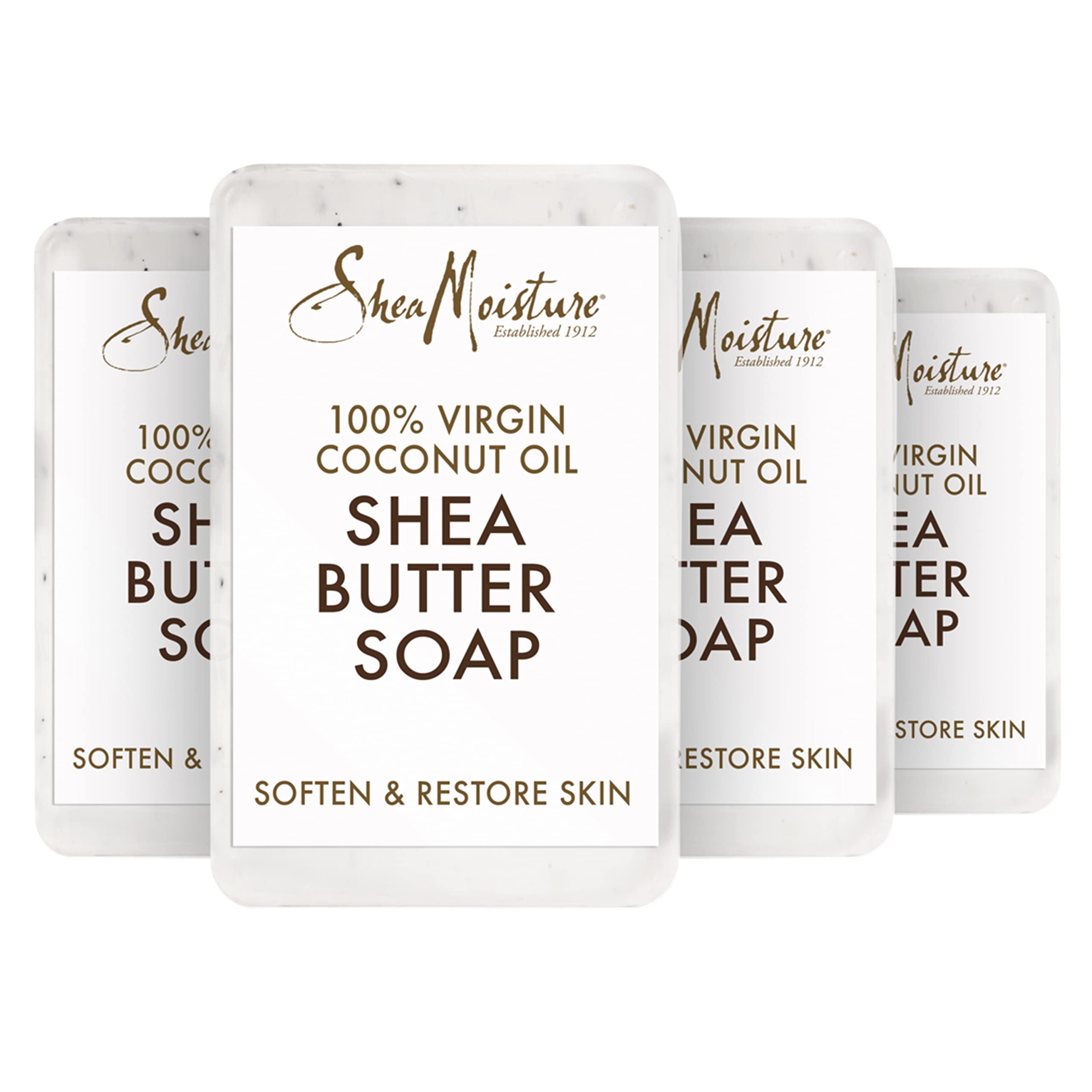 SheaMoisture Shea Butter Soap for All Skin Types 100 percent Virgin Coconut Oil Cruelty Free Skin Care 8 oz 4 Count