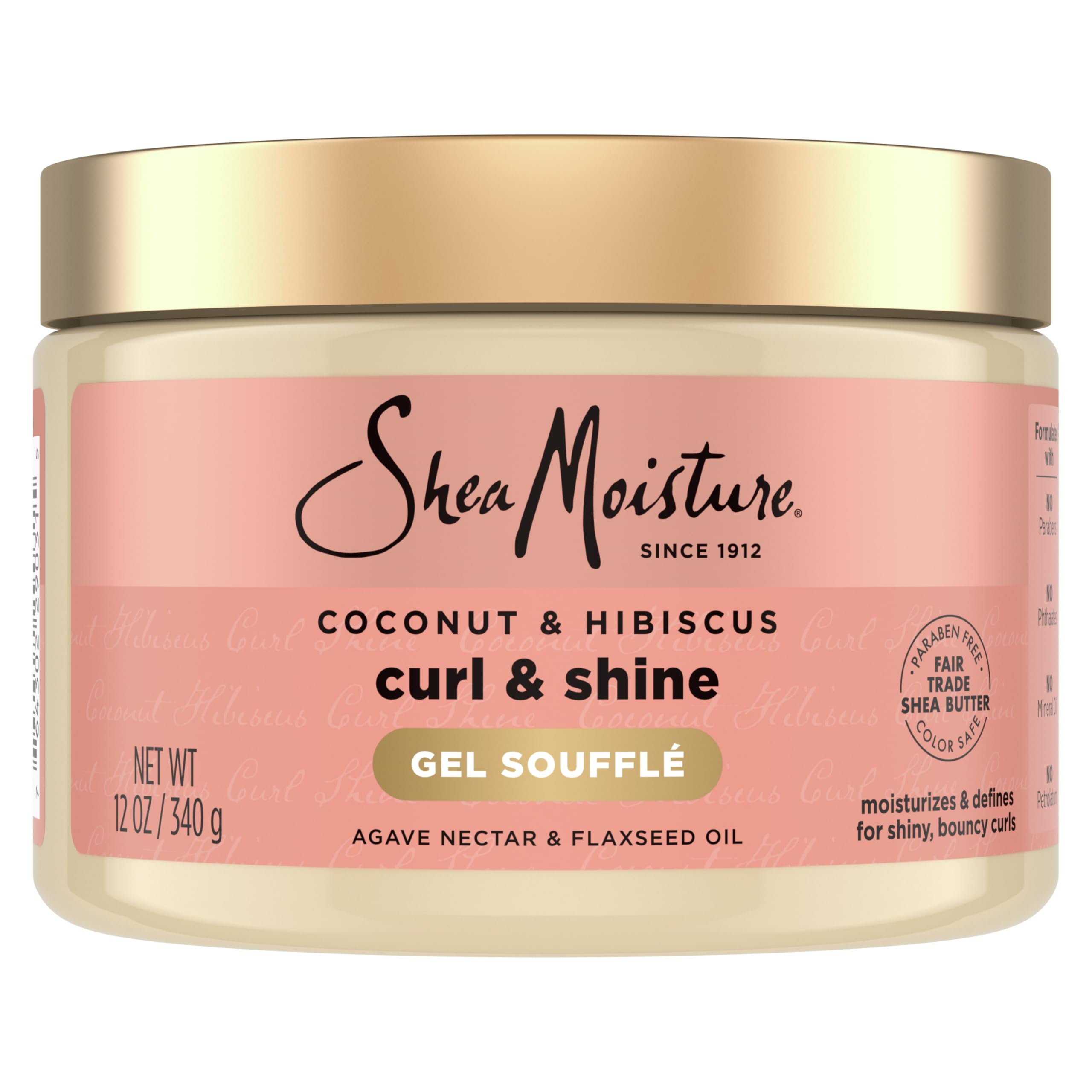 SheaMoisture Curling Gel Souffle Coconut and Hibiscus for Thick, Curly Hair to Moisturize and Protect Hair 12 oz