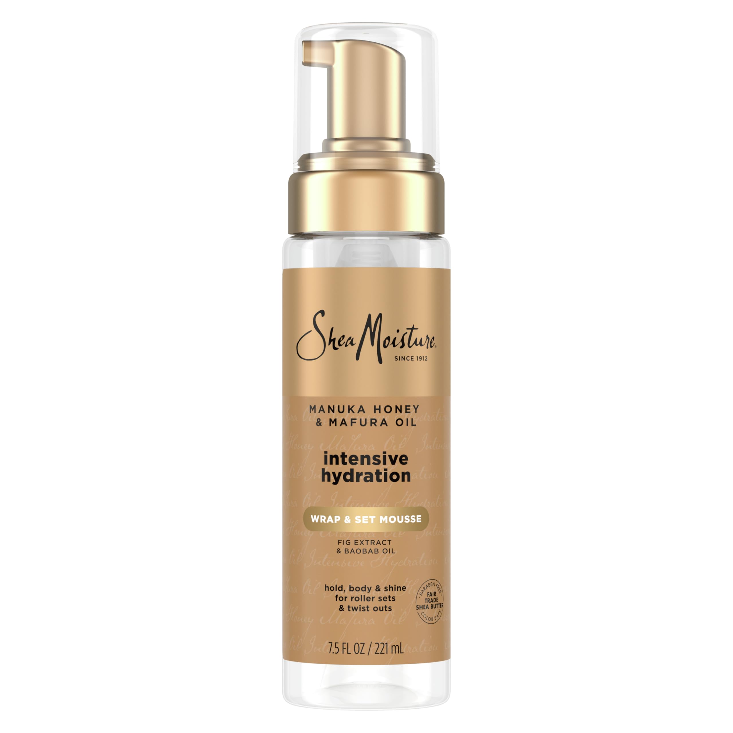 Shea Moisture Manuka Honey & Mafura Oil Wrap & Set Mousse Hydrating Made for Hold, Body, & Shine 7.5 oz