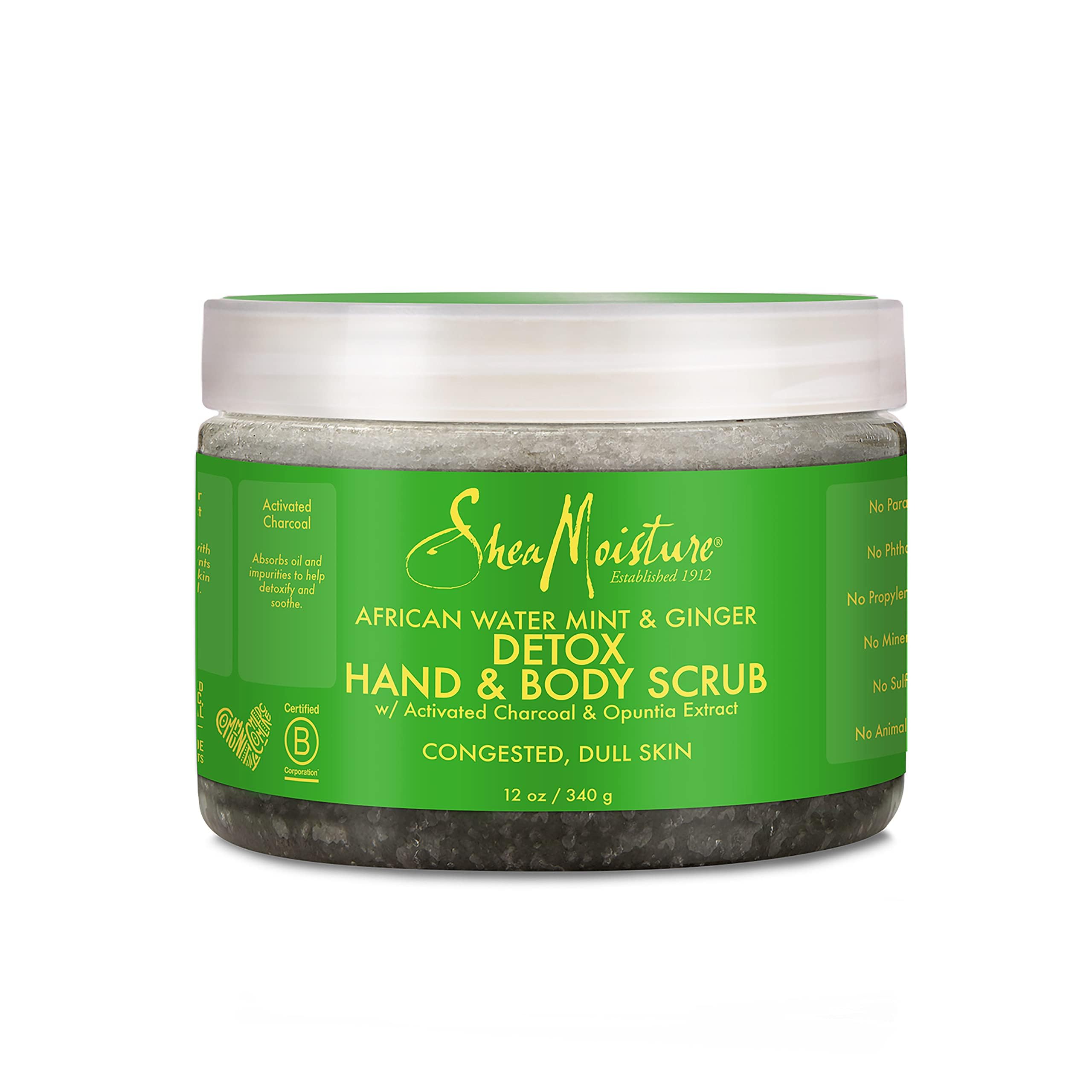 SheaMoisture African Wild Water Mint Detox & Stimulate Hand & Body Scrub, 12 Ounce (Pack of 1)