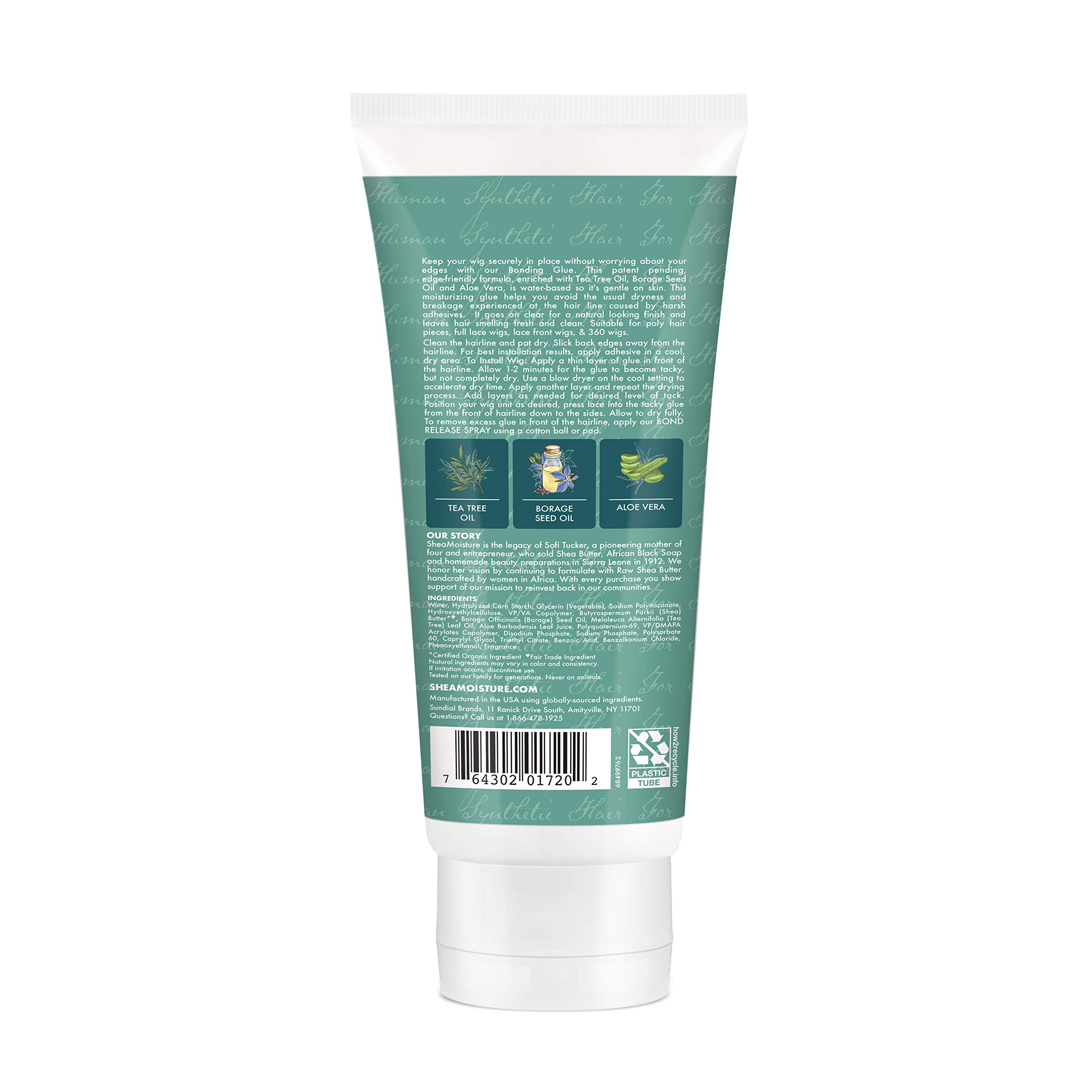 SheaMoisture Bonding Glue Hair Cream for Wig and Weave, Tea Tree and Borage Seed Water-based Hair Product, 6.3 Ounce