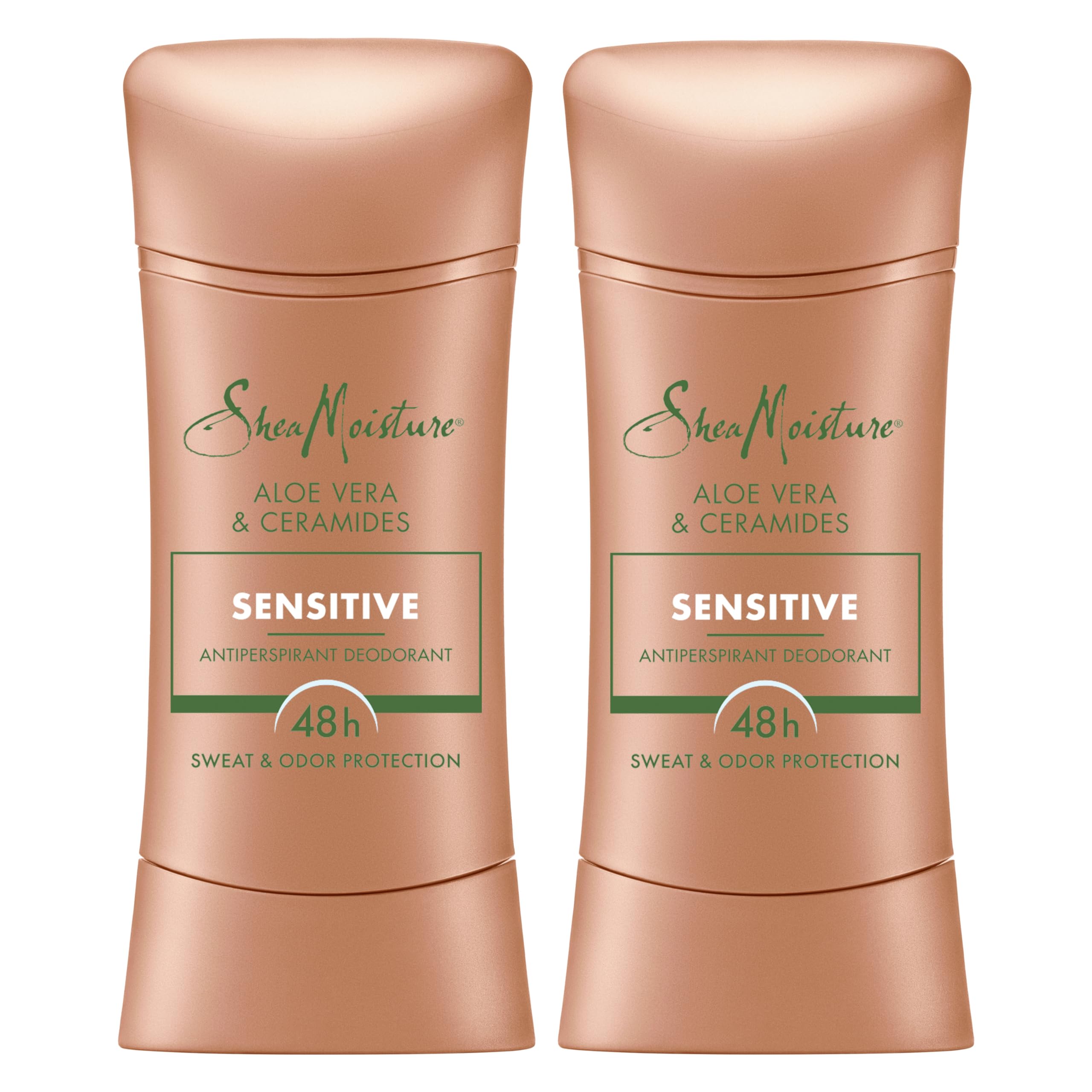 SheaMoisture Antiperspirant Deodorant Stick Sensitive Aloe Vera & Ceramides 2 Count for 48HR Sweat & Odor Protection with No Parabens & No Mineral Oil 2.6 oz